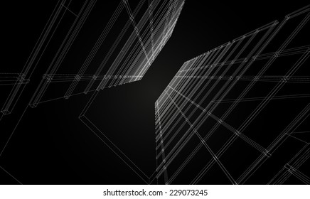 Abstract design. Modern architecture wireframe space 