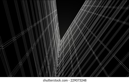 Abstract design. Modern architecture wireframe space 