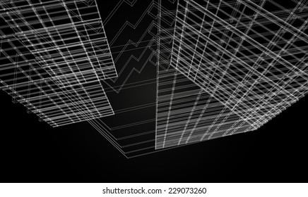 Abstract design. Modern architecture wireframe space 
