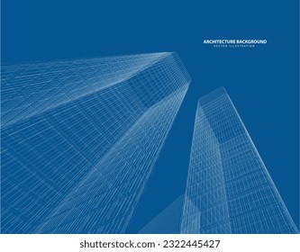 Abstract design. Modern architecture wireframe space