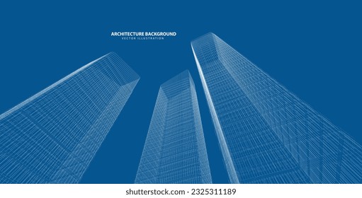 Abstract design. Modern architecture wireframe space