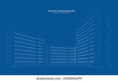 Abstract design. Modern architecture wireframe space