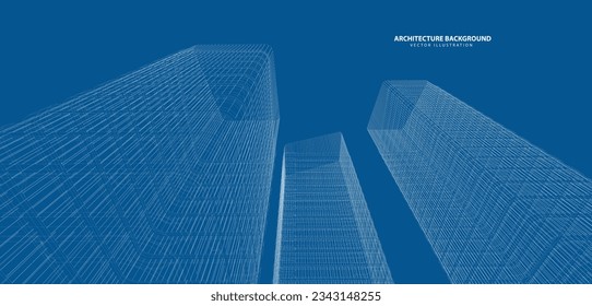 Abstract design. Modern architecture wireframe space