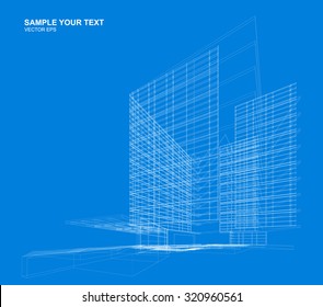 Abstract design. Modern architecture wireframe space