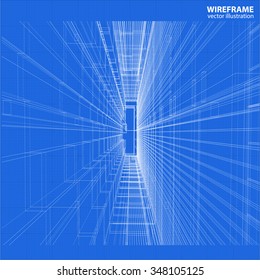 Abstract design. Modern architecture wireframe space