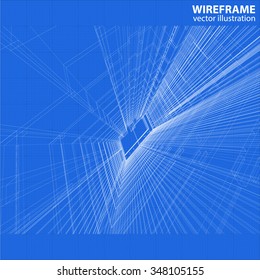 Abstract design. Modern architecture wireframe space