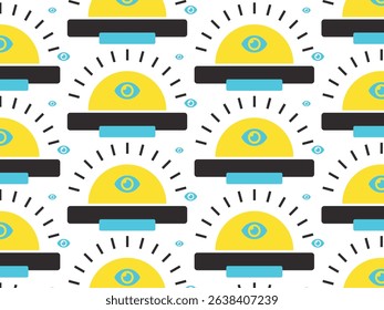 Abstract design of modern eye seamless repeating background pattern