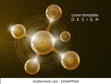 Abstract design of molecules. The concept of scientific technology. Futuristic background for medicine, science, technology, chemistry, physics. Vector illustration.