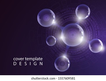 Abstract design of molecules. The concept of scientific technology. Futuristic background for medicine, science, technology, chemistry, physics. Vector illustration.