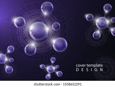 Abstract design of molecules. The concept of scientific technology. Futuristic background for medicine, science, technology, chemistry, physics. Vector illustration.
