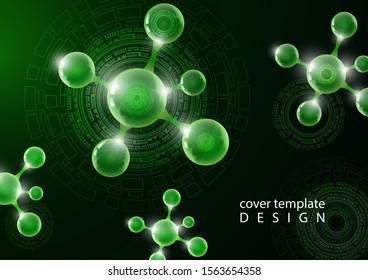 Abstract design of molecules. The concept of scientific technology. Futuristic background for medicine, science, technology, chemistry, physics. Vector illustration.