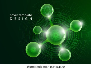 Abstract design of molecules. The concept of scientific technology. Futuristic background for medicine, science, technology, chemistry, physics. Vector illustration.