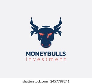 Abstract design money bulls logo. bulls illustration for finance, investment, and business ventures. Ideal for stock agencies and global markets. Perfect for business and financial market ventures.