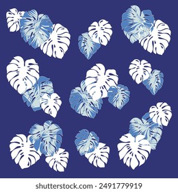 Abstract design of monstera in the rainforest,