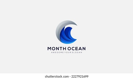 Abstract design of month ocean logo design vector