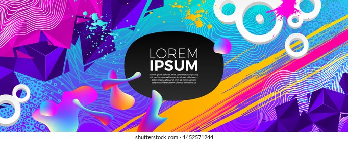 Abstract design with multicolored and gradient different shapes. Vector illustration template. Universal abstract design for covers, flyers, banners, greeting card, booklet, label and brochure.