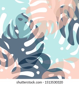 Abstract design with nature-inspired and abstract shapes. Modern exotic Monstera illustration. 