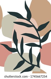 Abstract design with nature-inspired and abstract shapes. Modern exotic   plants illustration. Creative pattern with hand drawn shapes 