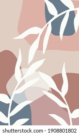 Abstraktes Design mit naturinspirierten und abstrakten Formen. Moderne exotische Pflanzen illustrieren. Kreatives Muster mit handgezeichneten Formen