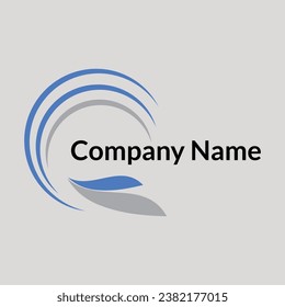 Abstract design of ocean logo with waves and seagulls