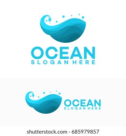 Abstract design of ocean logo with waves. Vector illustration