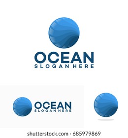 Abstract design of ocean logo with waves. Vector illustration