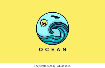 Abstract design of ocean logo with waves. Vector illustration
