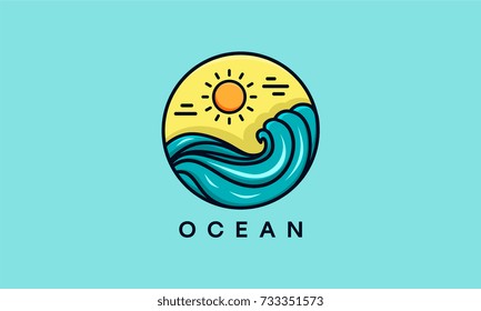 Abstract design of ocean logo with waves. Vector illustration