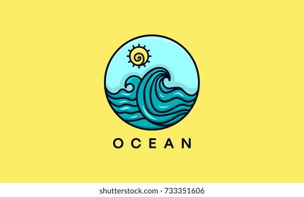 Abstract design of ocean logo with waves. Vector illustration