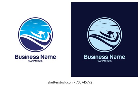 Abstract design of ocean logo with waves. Surfing and Water logo Design Template. Vector illustration