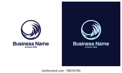 Abstract design of ocean logo with waves. Surfing and Water logo Design Template. Vector illustration