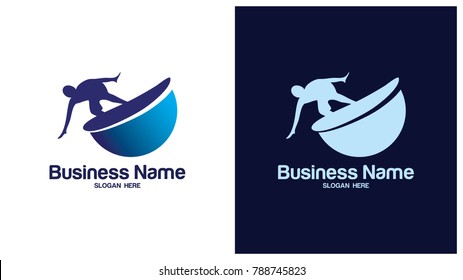 Abstract design of ocean logo with waves. Surfing and Water logo Design Template. Vector illustration