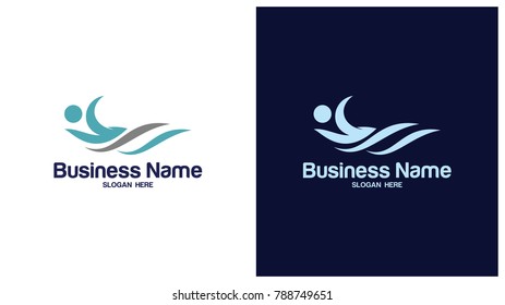 Abstract design of ocean logo with waves. Surfing and Water logo Design Template. Vector illustration