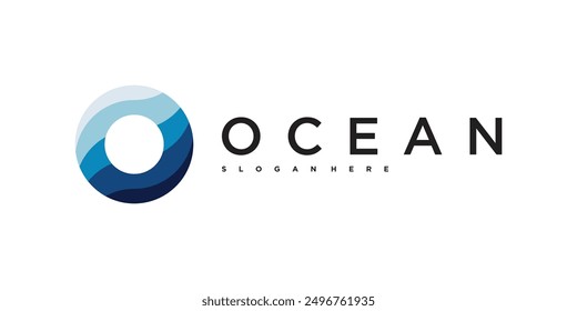 Diseño Abstractas océano ​​logo con olas. Vector de Premium