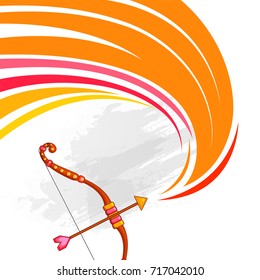 Abstract design on white background with decorated bow-arrow for Dussehra festival.