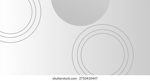 Un diseño abstracto sobre un fondo degradado de blanco a gris claro presenta tres Elementos geométricos parciales: dos contornos de doble anillo y un círculo gris sólido.