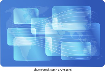 Abstract design on world map. Vector illustration