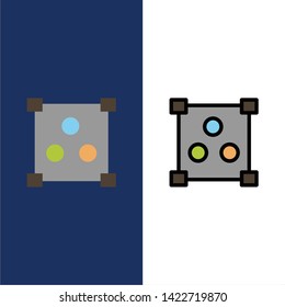 Abstract, Design, Online  Icons. Flat and Line Filled Icon Set Vector Blue Background