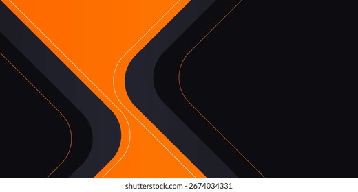 Projeto abstrato formas de laranja fundo vetorial geométrico. Sobrepor camada no espaço preto e laranja.
