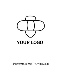 Abstract design outline logo. Vector simple flower logo template