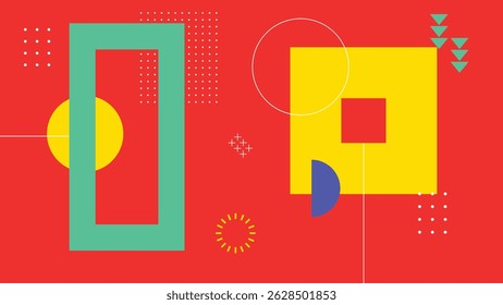 Abstract design with overlapping bold rectangles and bright colors. Great for creative compositions and graphic design work.