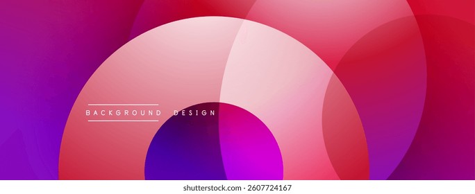 Abstract design. Overlapping circles create vibrant color gradients. Smooth transitions between pinks, purples, reds. Modern aesthetic. Simple composition.