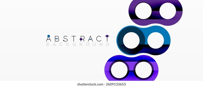 Abstract design. Overlapping circles create infinity symbol. Blue, purple gradients. Modern, minimalist aesthetic. Clean lines, simple shapes.