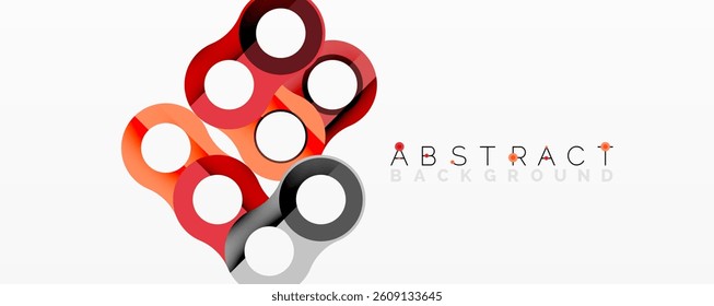 Abstract design with overlapping circles. Red, orange, gray, black colors create modern visual. Simple shapes, dynamic composition.