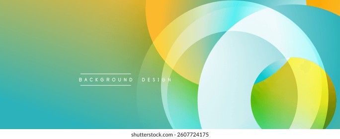 Abstract design. Overlapping circles, vibrant colors. Green, yellow, blue tones create modern aesthetic. Smooth gradients, clean lines. Minimalist composition.