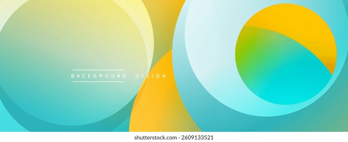 Abstract design. Overlapping circles, vibrant colors. Smooth gradients, modern aesthetic. Minimalist composition, clean lines. Bright palette, dynamic shapes.