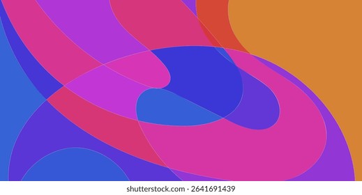 Abstract design with overlapping curved shapes in vibrant colors