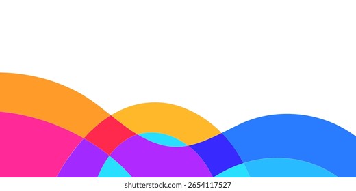 Abstract design with overlapping, curved shapes in vibrant colors