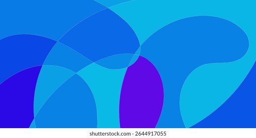 Abstract design with overlapping, flowing shapes in shades of blue and purple (1)