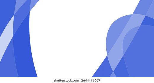 Abstract design with overlapping shapes in shades of blue and white